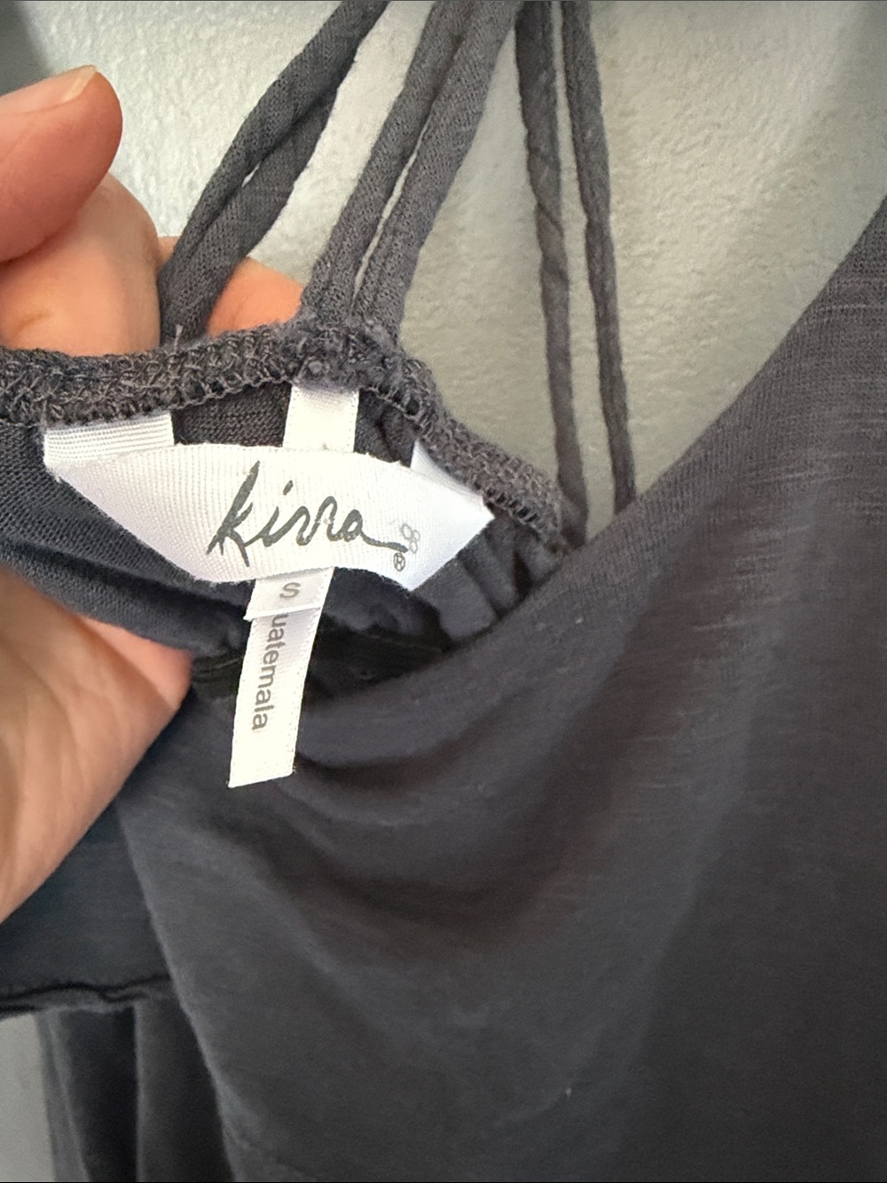 Kirra Charcoal Gray Boho Tiered Ruffle Tank Top - Strappy Open Back - Size Small - Picture 7 of 8